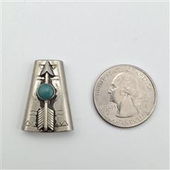 Vintage Fred Harvey Era 925 Sterling Silver Turquoise Arrow Slide Bolo Tie Clasp